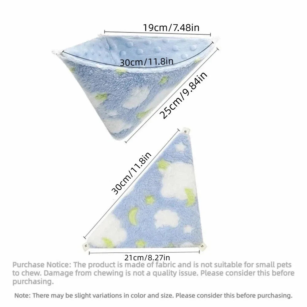 2-Piece Flannel Sugar Glider & Hamster Hammock Nest Set Small Animal Hammock Babs