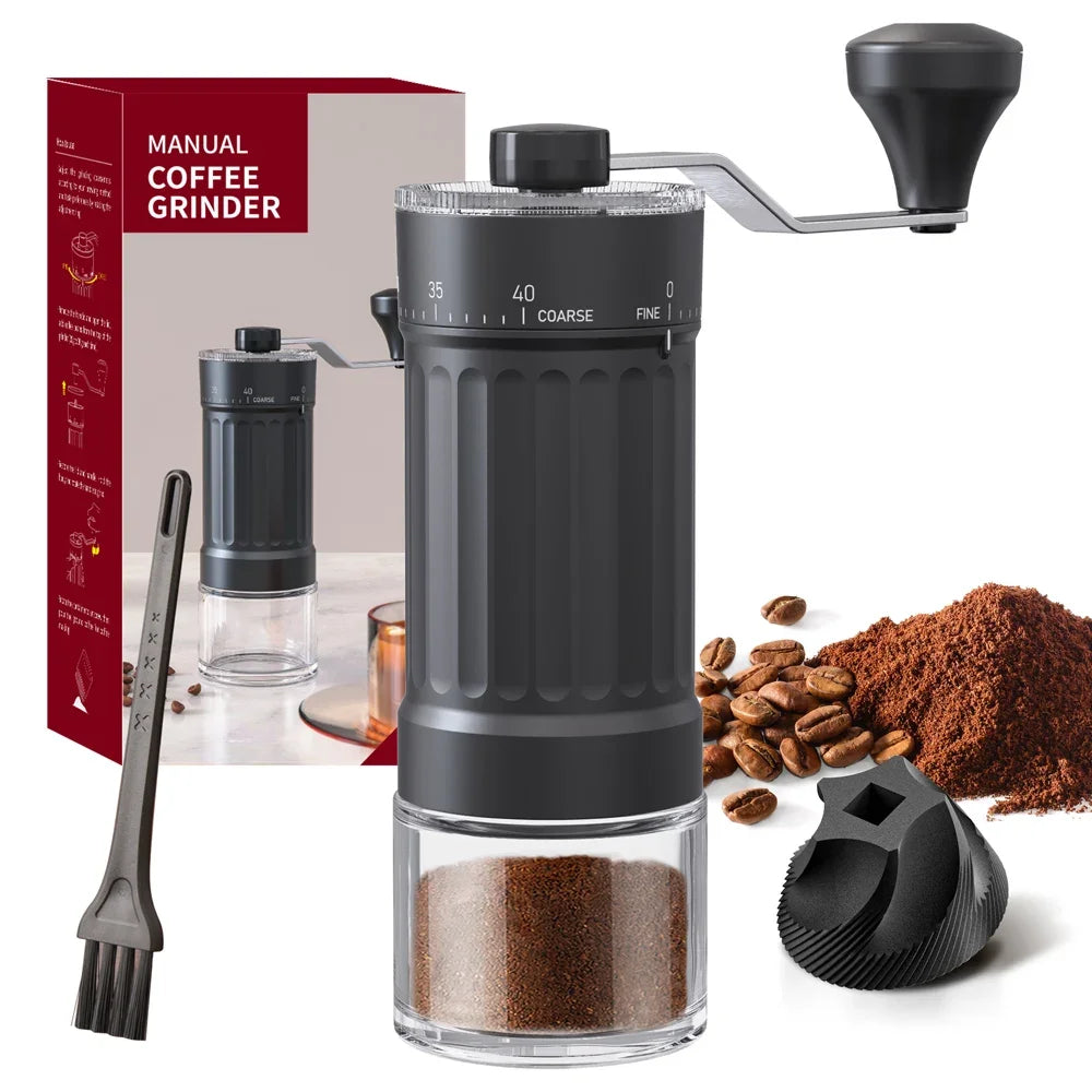 Manual Coffee Grinder 40-Gear Ceramic Burr Adjustable – Black Manual Coffee Grinder Babs