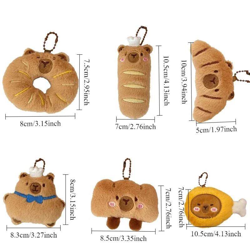 Cartoon Capybara Plush Keychain – Stuffed Croissant Pendant Plush Keychain Babs
