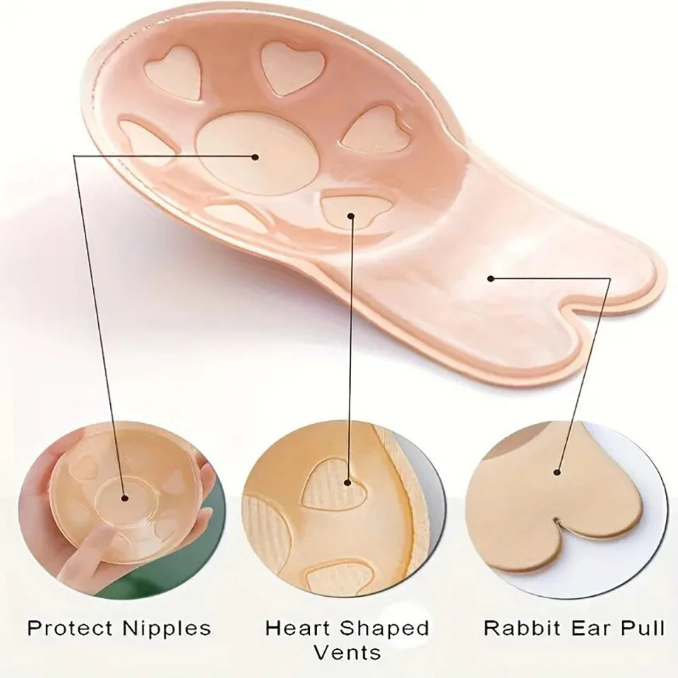Women's Adhesive Silicone Strapless Bra & Nipple Covers – Reusable Adhesive Silicone Bra Babs