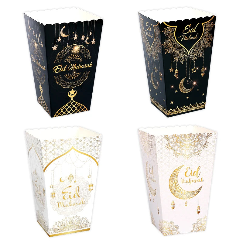 6pcs Eid Mubarak Candy & Popcorn Gift Boxes – Ramadan Party Party Gift Boxes Babs