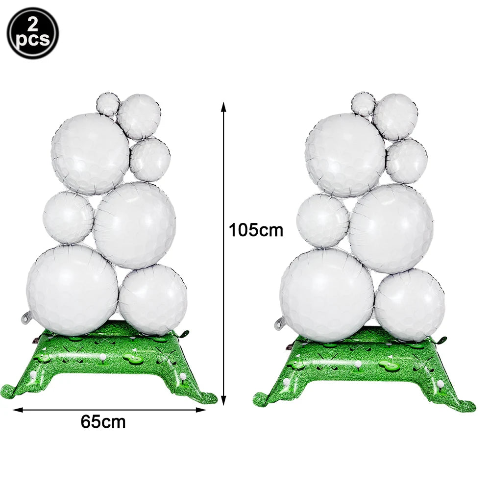 Giant 1M Self-Standing Sports Ball Foil Balloons | 1-2 Pack Party Foil Balloon Babs 2pc golf As pictures show
