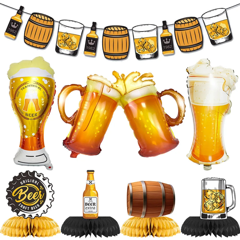 Whiskey Party Decor Set – Balloons, Banner & Table Honeycomb Party Decoration Set Babs