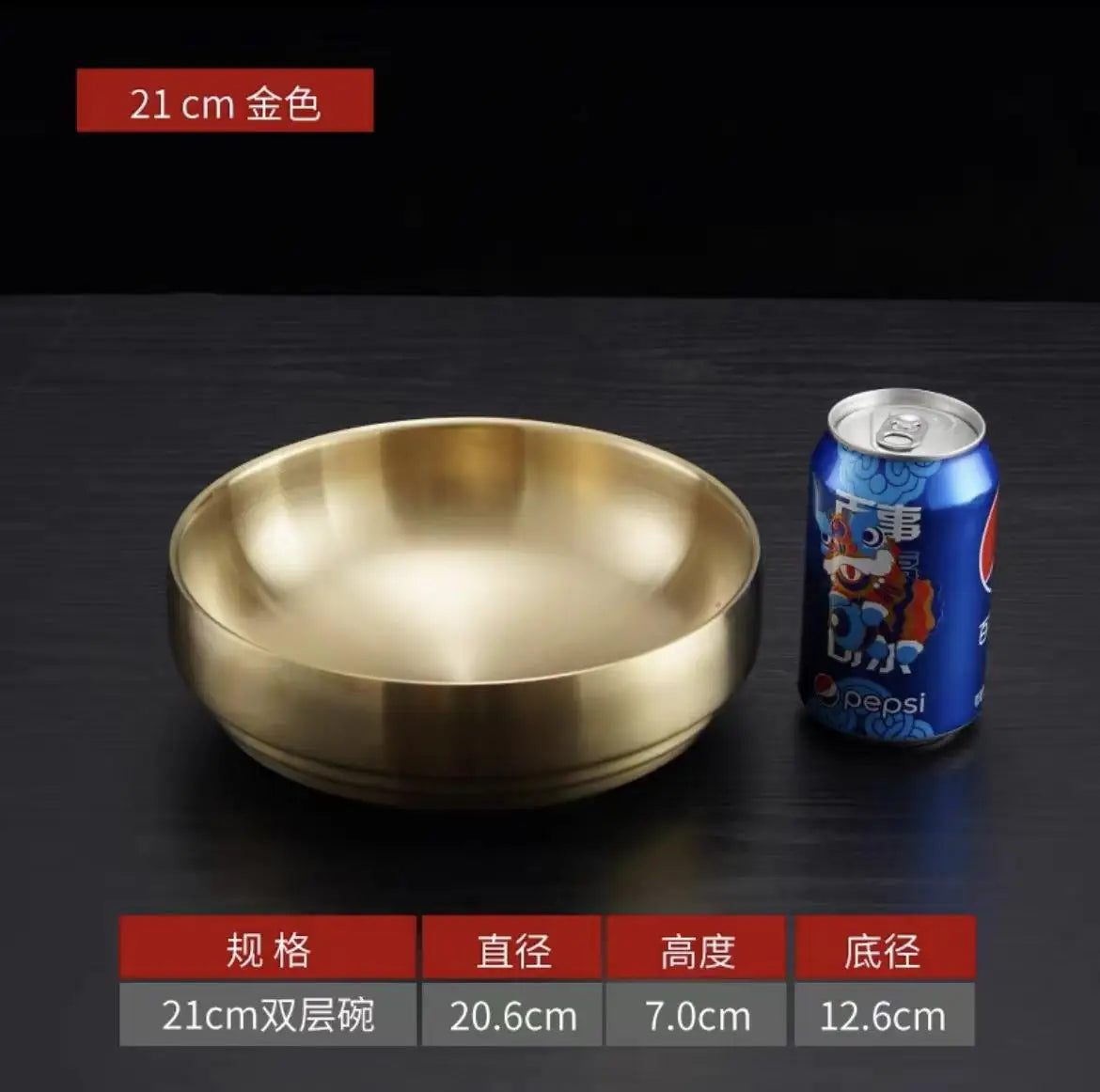 304 Stainless Steel Double Layer Korean Ramen & Salad Bowl Stainless Steel Bowl Babs Gold-3