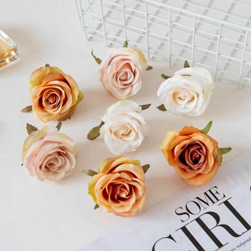50/100pcs Silk Rose Artificial Flowers UV-Resistant Wedding Decor Artificial Silk Flowers Babs