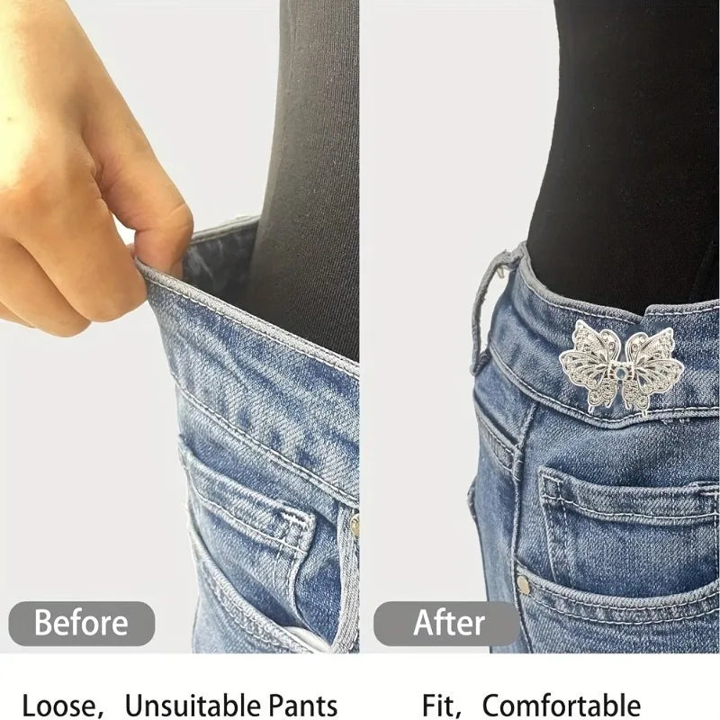 Butterfly Waist Adjuster Button – No-Sew Metal Clip for Pants Clothing Fastener Clip Babs