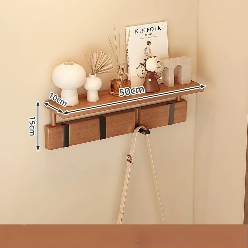 Wall Mounted Bamboo Coat Rack – 7 Hooks, Modern Minimalist Wall Coat Rack Babs 4 Hooks-with Board
