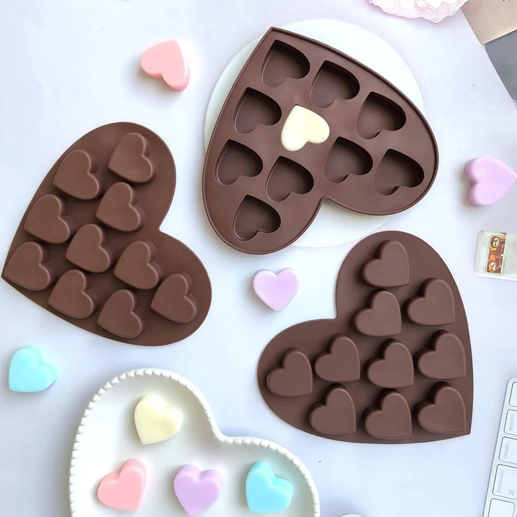 Heart-Shaped Silicone Chocolate Mold – 10 Cavity Candy Mold Silicone Baking Mold Babs