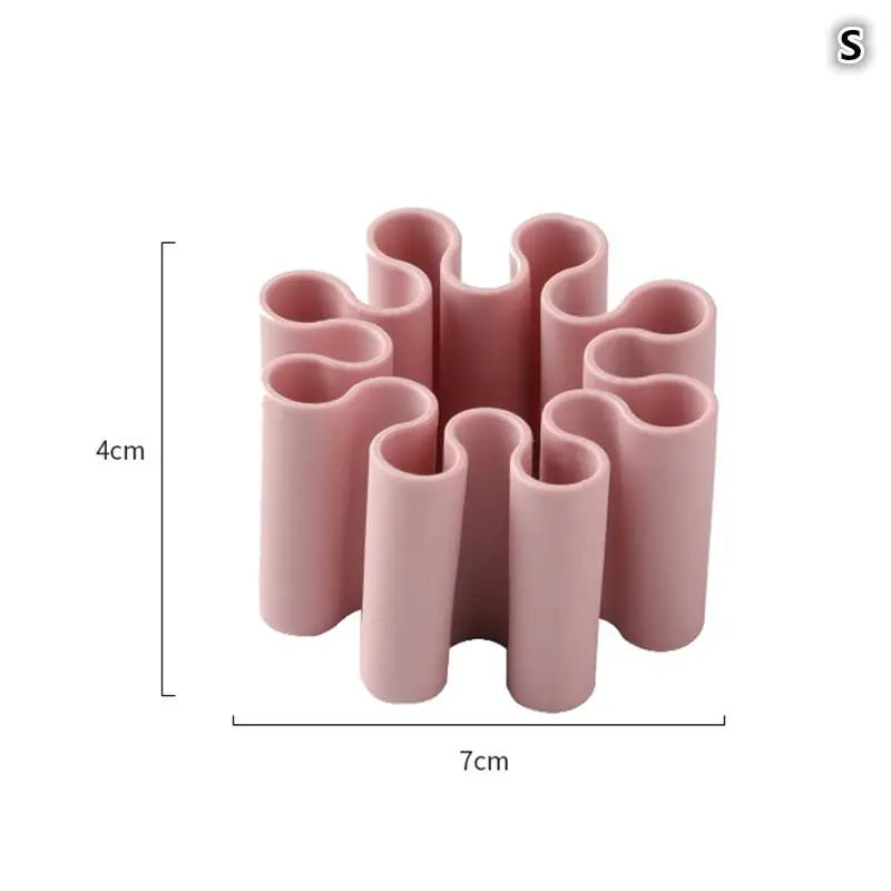 Silicone Wave Pen Holder | Desktop Brush & Pencil Organizer Desktop Pen Organizer Babs Small Pink
