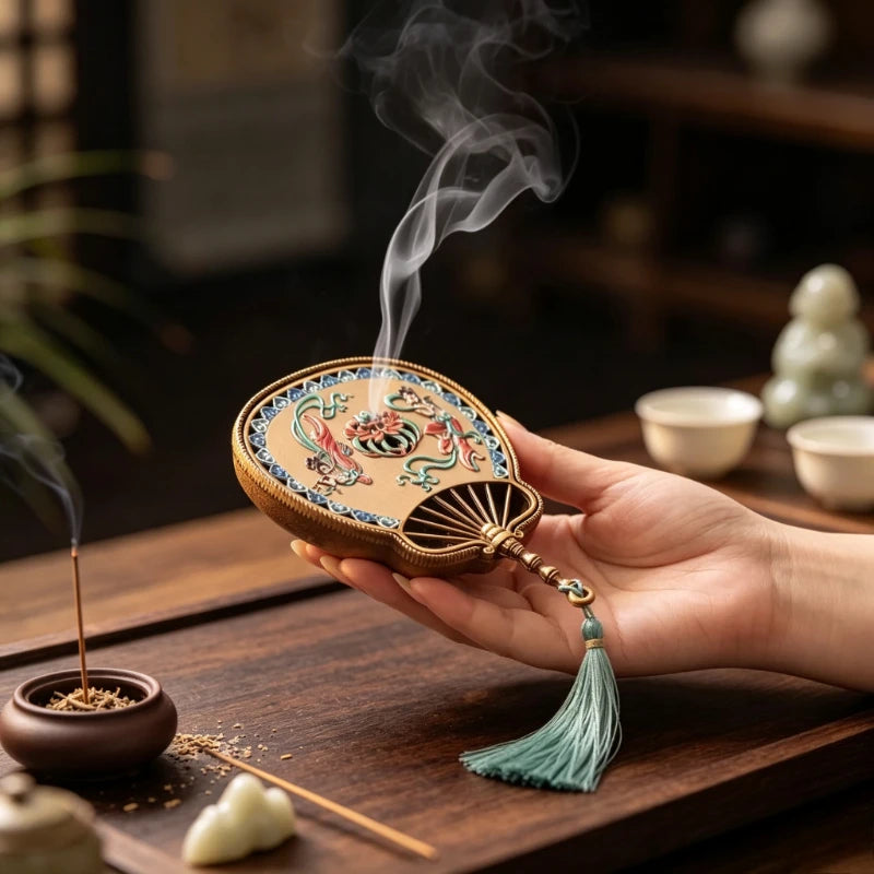 Chinese Enamel Incense Burner – Dunhuang Lute Design Censer Incense Burner Babs