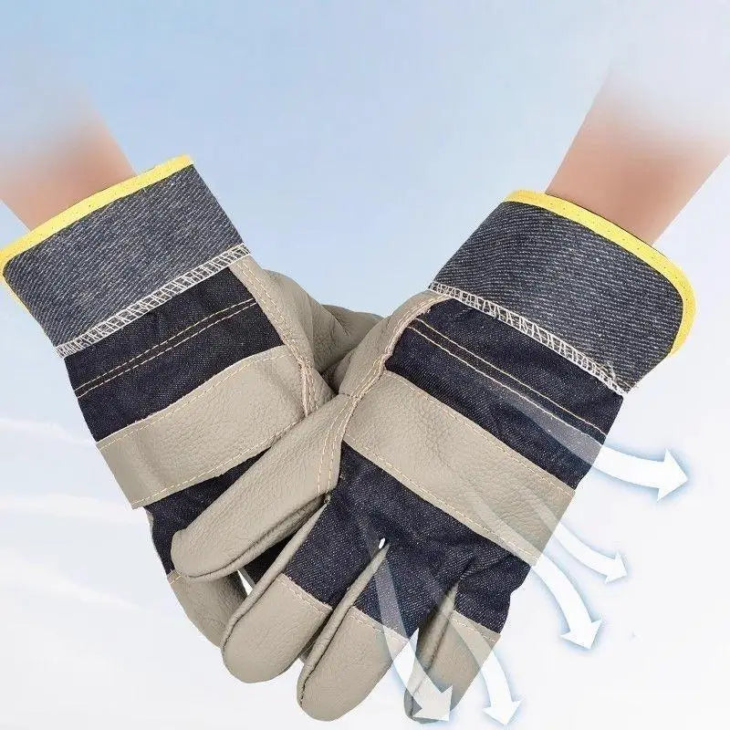 Cowhide Denim Welder Gloves – Double-Thick Work Protection Work Safety Gloves Babs