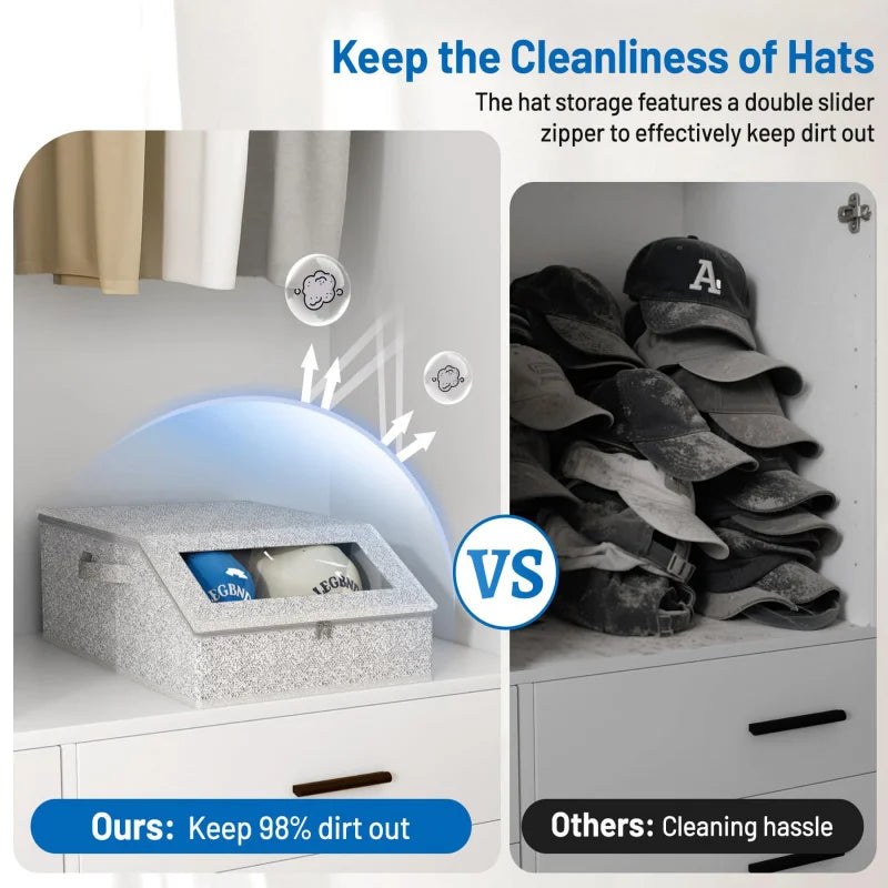 Baseball Cap Storage Box – Large Capacity, Space-Saving Organizer Hat Storage Box Babs