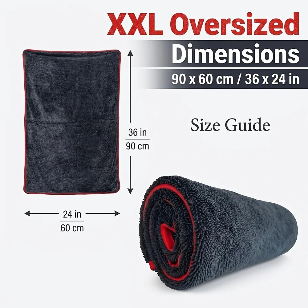 XXL Microfiber Car Drying Towel – Twisted Ring Super Absorbent Car Drying Towel Babs GRAY Superfine Fiber