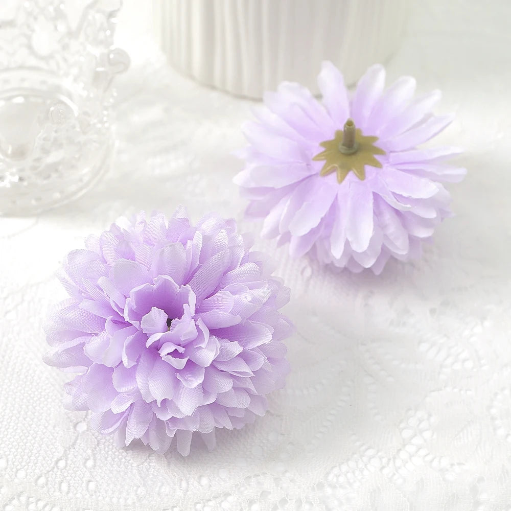 10 Pcs Orange Silk Chrysanthemum Artificial Flower Heads Decor Artificial Flower Heads Babs Purple 10Pcs