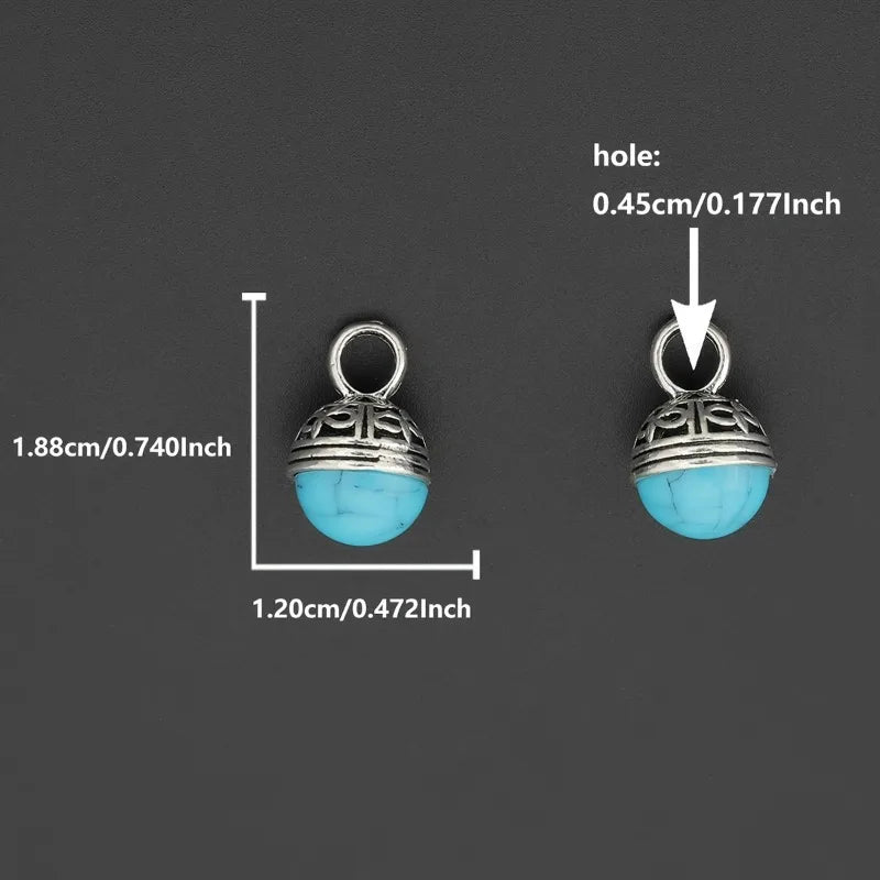 4pcs Vintage Blue Turquoise Hollowed-Out Pendant Set | DIY Jewelry Pendant Set Babs
