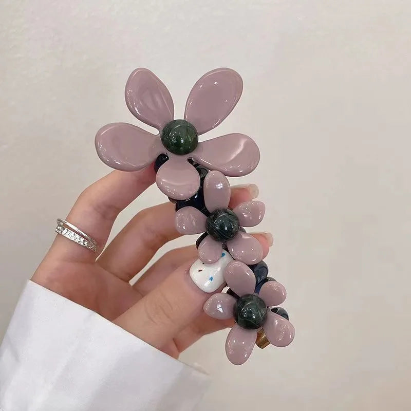 Pearl Flower Bubble Braid Hairband | Elastic Hair Accessories Elastic Hair Band Babs A