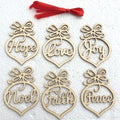 6pcs Wood Hollow Letter Christmas Tree Hanging Ornaments Christmas Tree Ornaments Babs 6pcs