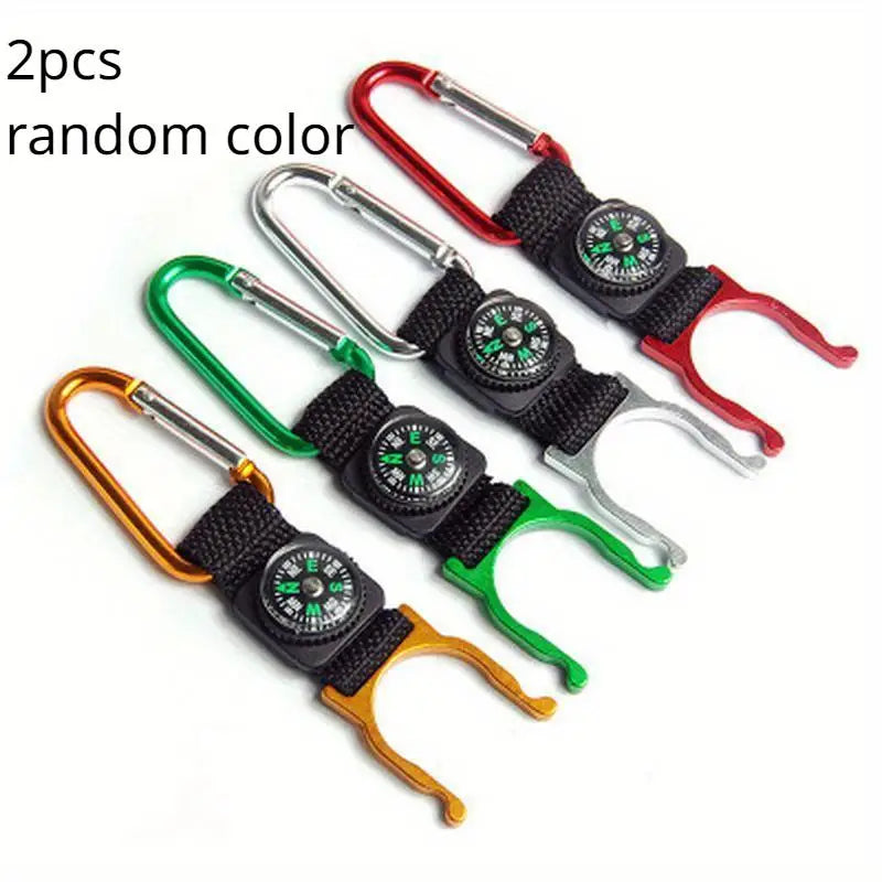 2PCS Carabiner Water Bottle Clip with Compass – Hiking Gear Carabiner Clip Babs