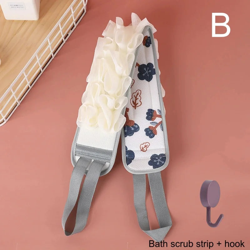 2-in-1 Back Scrubber Exfoliating Bath Sponge Loofah Towel Bath Body Scrubber Babs B