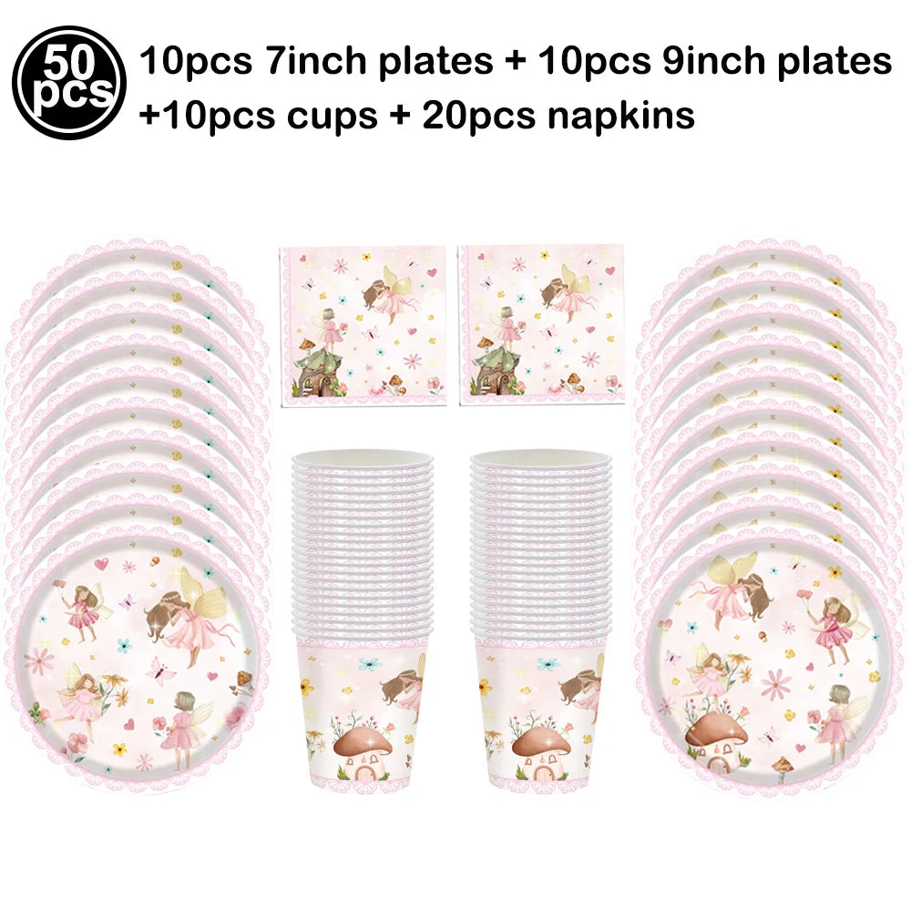 Fairy Party Supplies – Enchanted Garden Disposable Tableware Disposable Party Tableware Babs VIOLET/紫罗兰