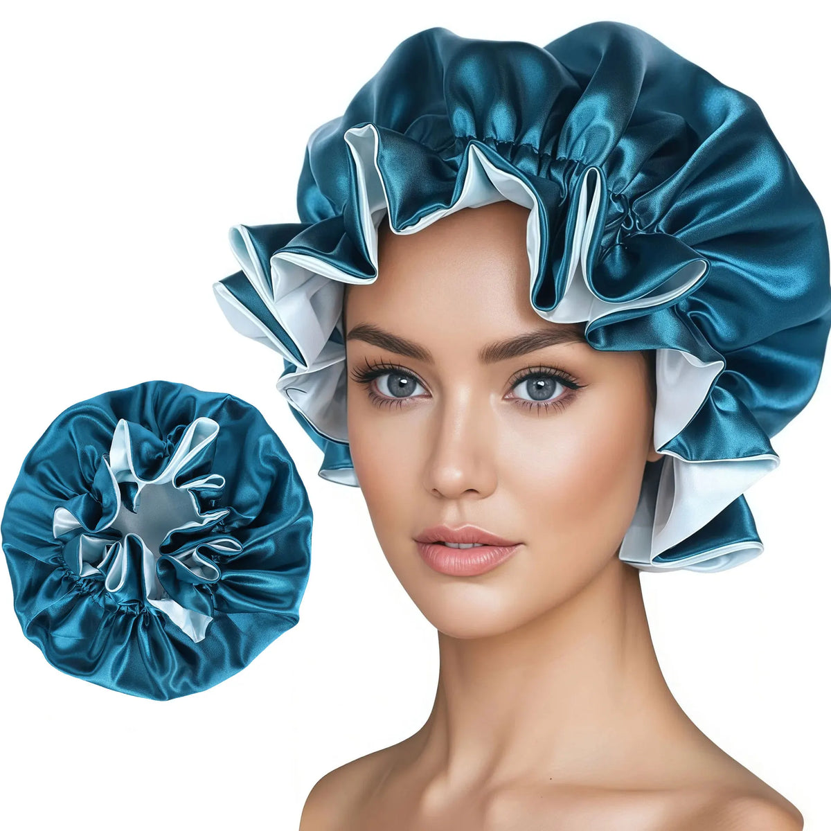 Two-Tone Satin Sleep Bonnet – Double Layer Reversible Hair Cap Satin Sleep Bonnet Babs BS