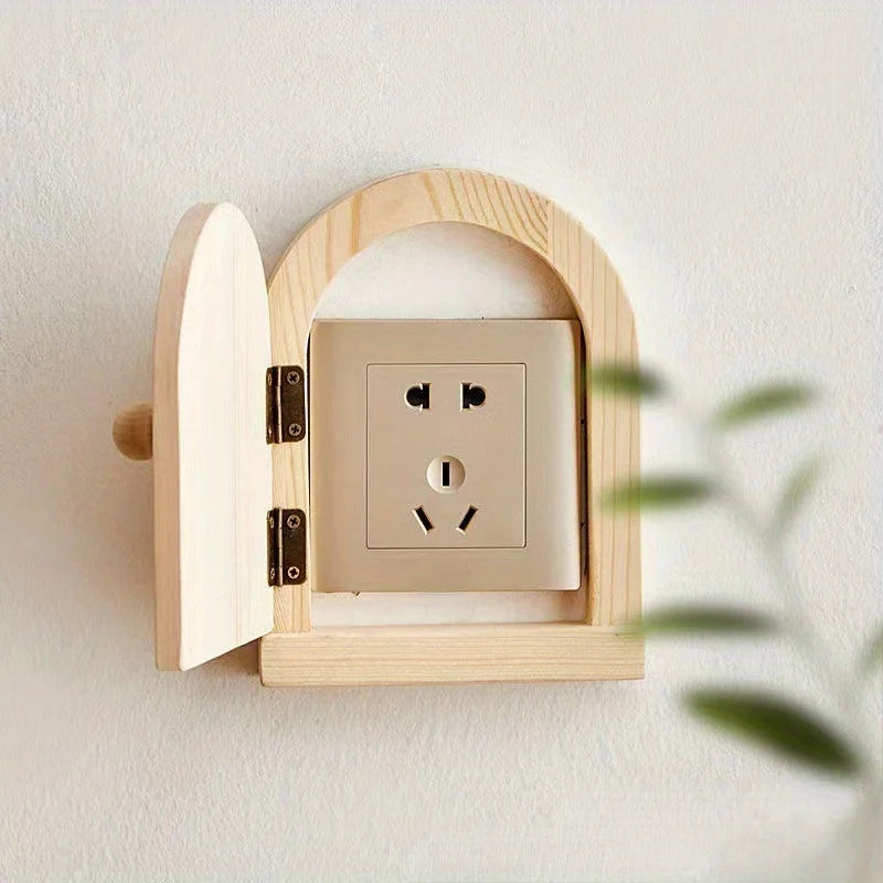 Solid Wood Switch & Socket Decorative Protective Cover Frame Switch Cover Frame Babs Rice white