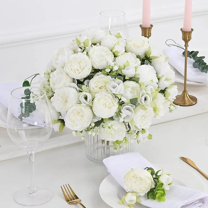 30cm Silk Peony Rose Artificial Bouquet – Wedding & Home Decor Artificial Flower Bouquet Babs
