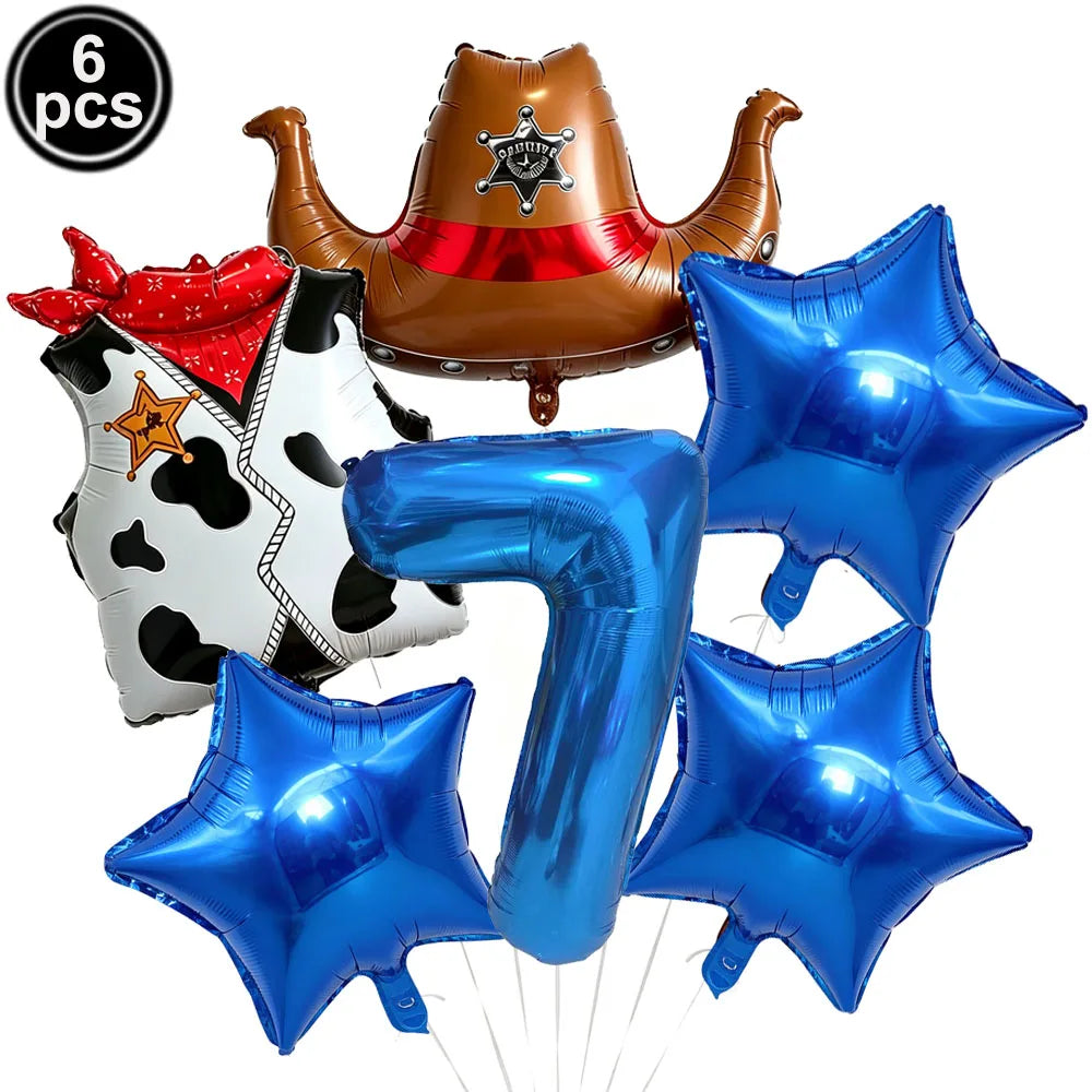 Western Cowboy Foil Balloon Set – 6pc Birthday Party Decor