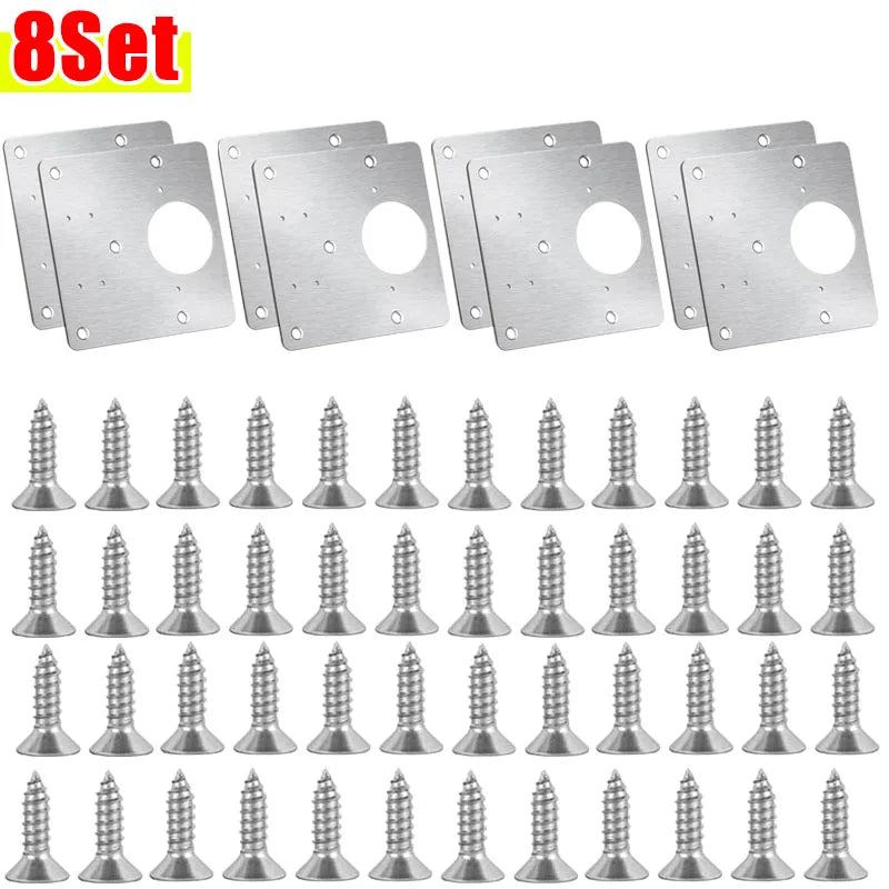 Stainless Steel Cabinet Door Hinge Repair Plate Kit & Screws Hinge Repair Kit Babs 8 sets