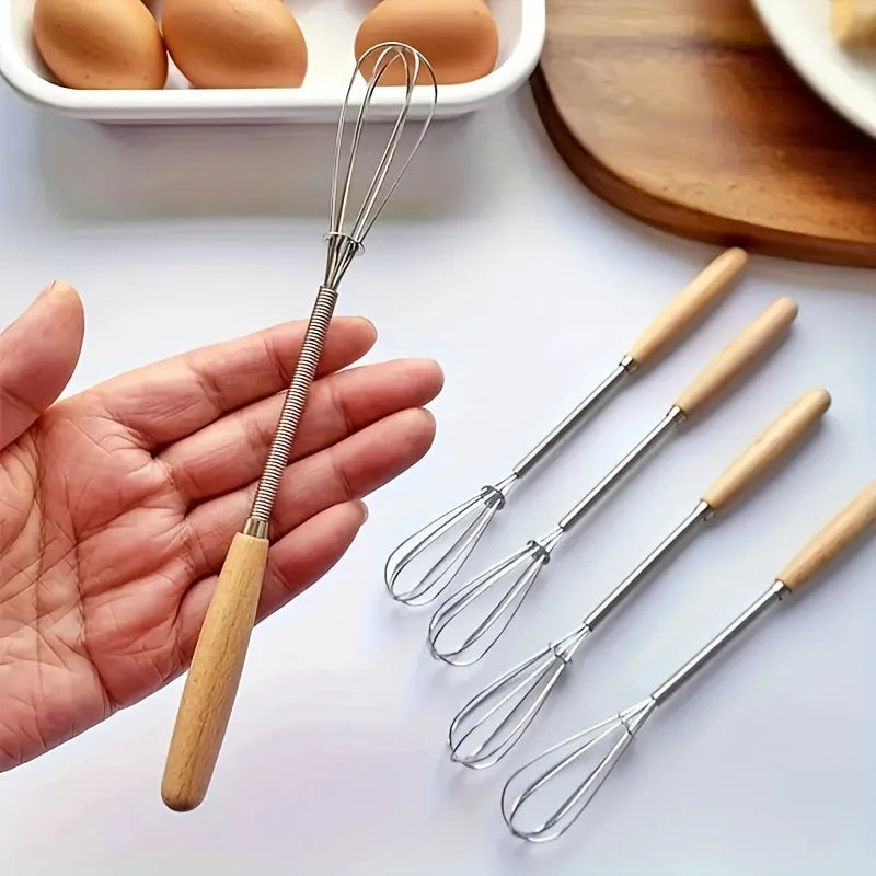 Mini Stainless Steel Egg Whisk with Wood Handle | Kitchen Beater Kitchen Whisk Babs