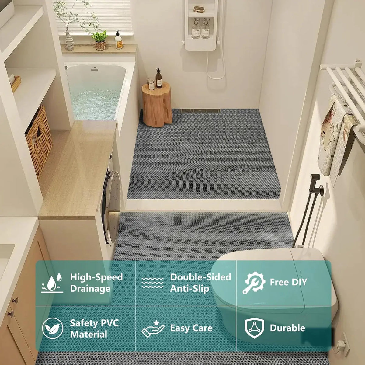 PVC Hollowed-Out Non-Slip Floor Mat – Waterproof Bath & Kitchen Non-Slip Floor Mat Babs