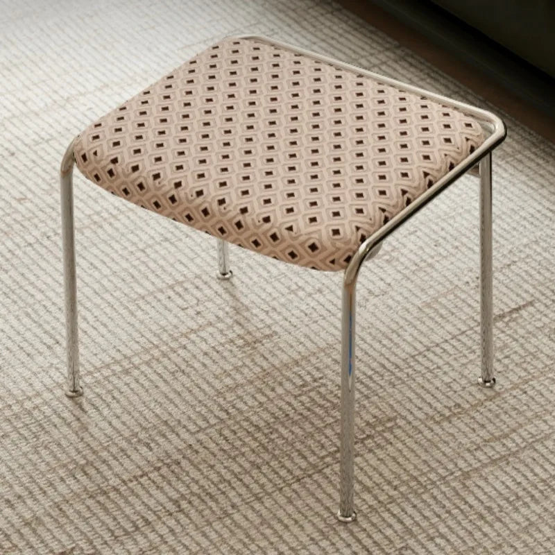 Nordic Modern Luxury Cushioned Stool – Metal Frame 49x41x46cm Cushioned Ottoman Stool Babs