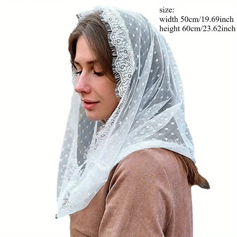 Lace Shawl Veil Head Scarf – Bridal & Church Wedding Veil Bridal Lace Veil Babs
