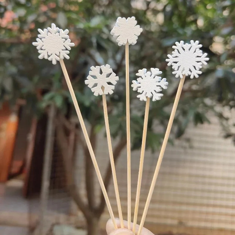 Christmas Bamboo Fruit Picks – 50pc Holiday Party Toothpicks Holiday Party Picks Babs