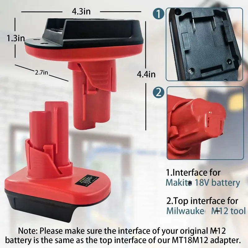 Makita 18V to Milwaukee M12 Battery Adapter – MT18M12 Battery Adapter Converter Babs