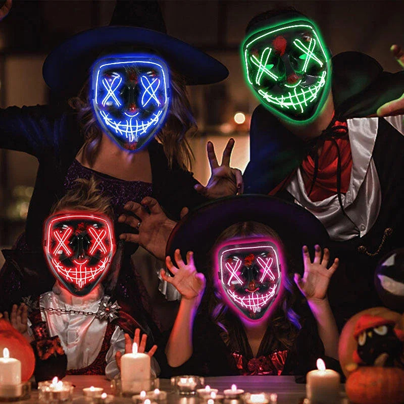 Halloween LED Glowing Party Mask – Light-Up EL Wire Face Mask LED Costume Mask Babs