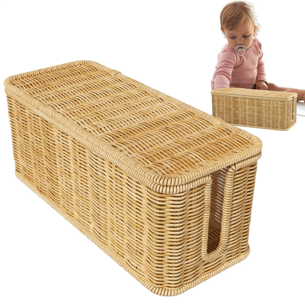 Handmade Rattan Cable Management Box | 2-Slot Cord Organizer Cable Management Box Babs