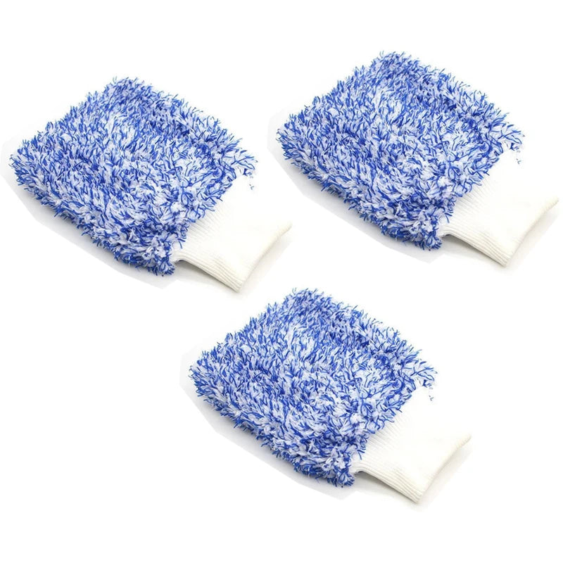 Microfiber Car Wash Gloves – Scratch-Free High Density Car Wash Gloves Babs Blue-3Pcs
