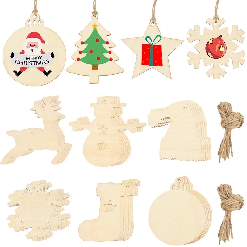 10Pcs Wooden Christmas Bauble Tags – DIY Tree Ornaments Christmas Tree Ornaments Babs