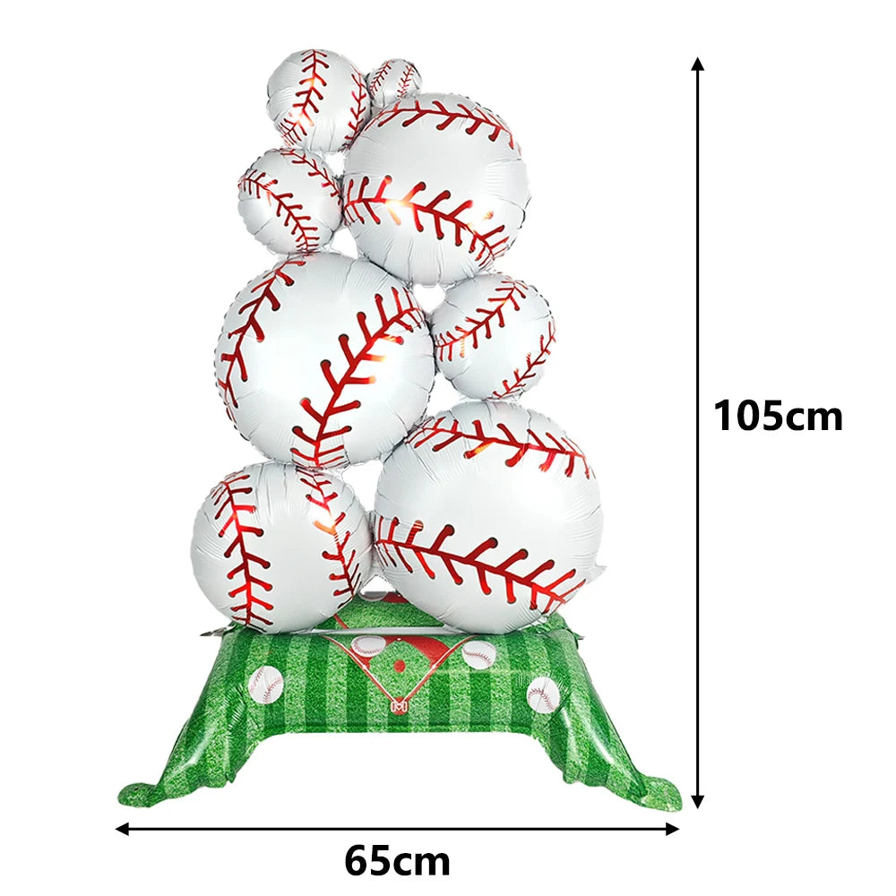 Giant 1M Self-Standing Sports Ball Foil Balloons | 1-2 Pack Party Foil Balloon Babs 1pc baseball As pictures show