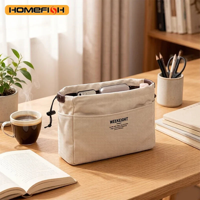 Canvas Cosmetic Bag – Waterproof Multi-Compartment Travel Pouch Cosmetic Storage Bag Babs