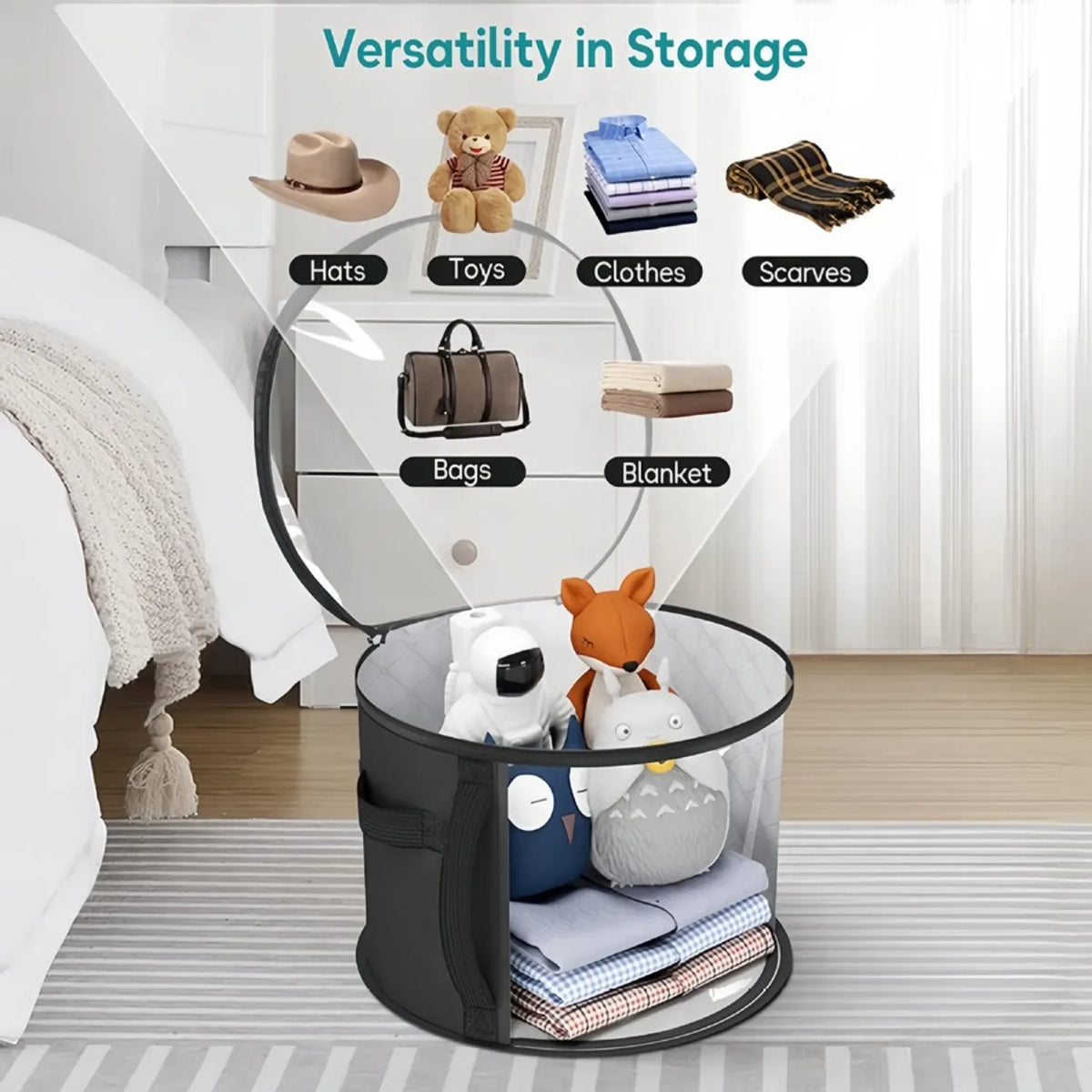 Large Round Foldable Hat Box Storage Organizer – Travel & Closet Hat Storage Box Babs