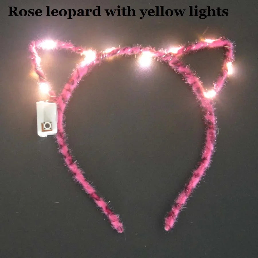 LED Flashing Cat & Fox Ears Headband – Glowing Party Hair Hoop