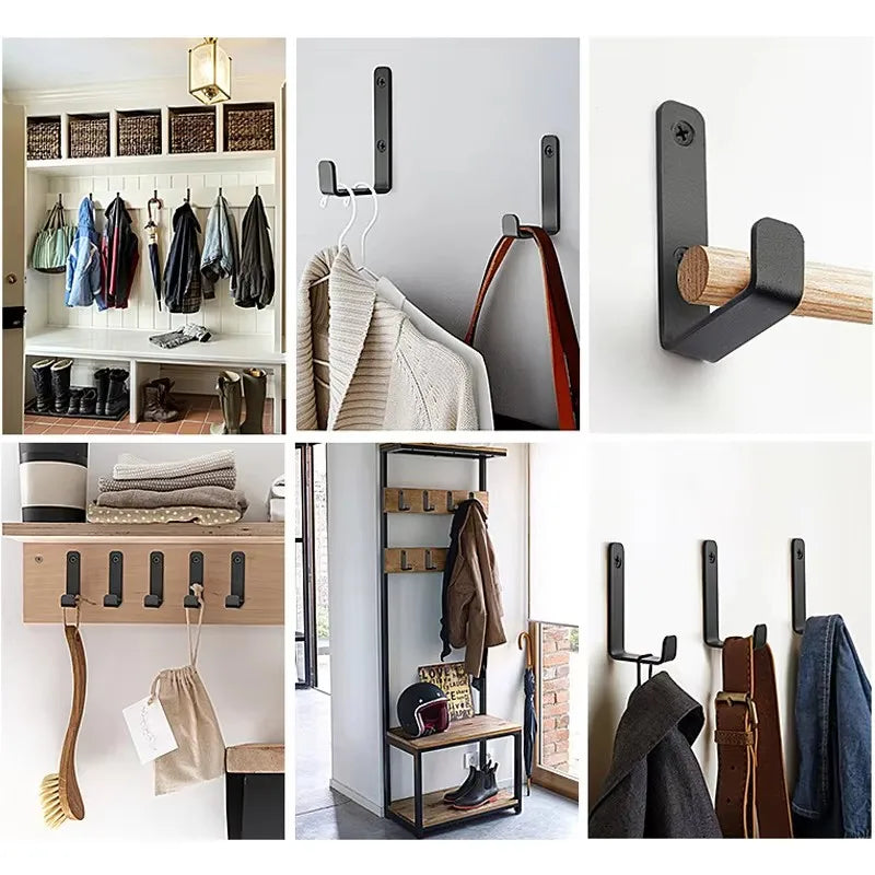 Black Metal Wall Mounted Hook – Coat & Towel Hanger with Screws Wall Mounted Hook Babs