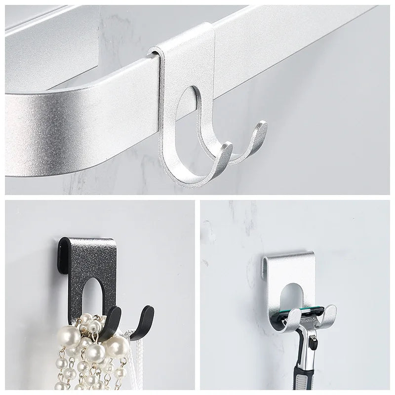 No-Drill Aluminum Shower Glass Door Hooks | Towel Hanger Bathroom Hook Hanger Babs