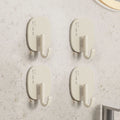 4pcs Traceless Wall Hooks – Key, Coat & Towel Hanger Set Adhesive Wall Hooks Babs White 4pcs