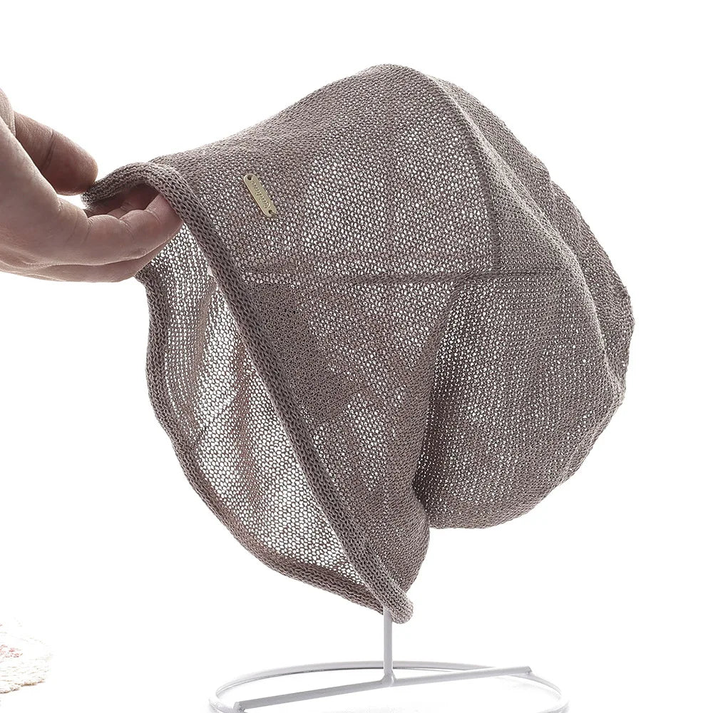 Breathable Loose Knit Cap – Lightweight Summer Headscarf Knit Summer Cap Babs GRAY