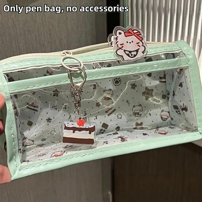 Cute Cat Star Transparent Pencil Case | Large Capacity Pen Bag Pencil Case Babs B