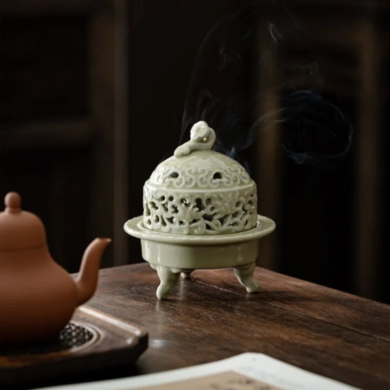Ceramic Jiangshan Incense Burner – Handmade Sandalwood Holder Incense Burner Babs