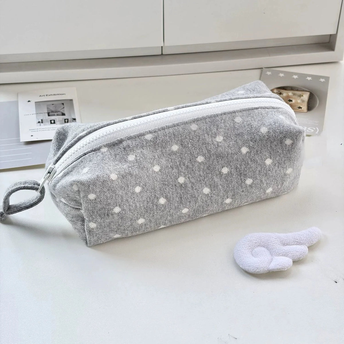Korean Polka Dot Cosmetic Bag – Large Makeup Organizer Pouch Cosmetic Organizer Bag Babs Gray